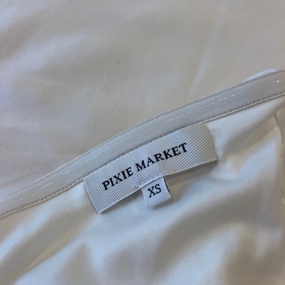 Pixie Market White Ruched Strapless Sweetheart Bustier Top XS White - Picture 2 of 5